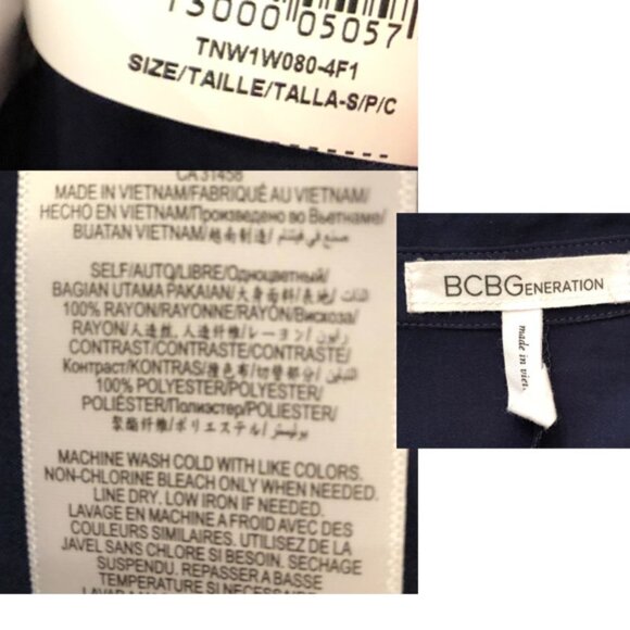 BcbGeneration long slit split navy button shirt S great for layering styling - Picture 6 of 9